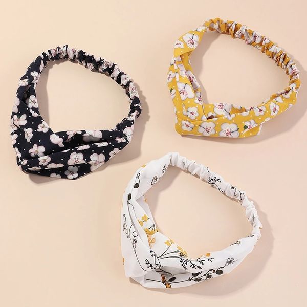 

fabric printed hair band cross knot headband bohemian sweet scrunchies hair accessories face wash headbands korea style, Silver
