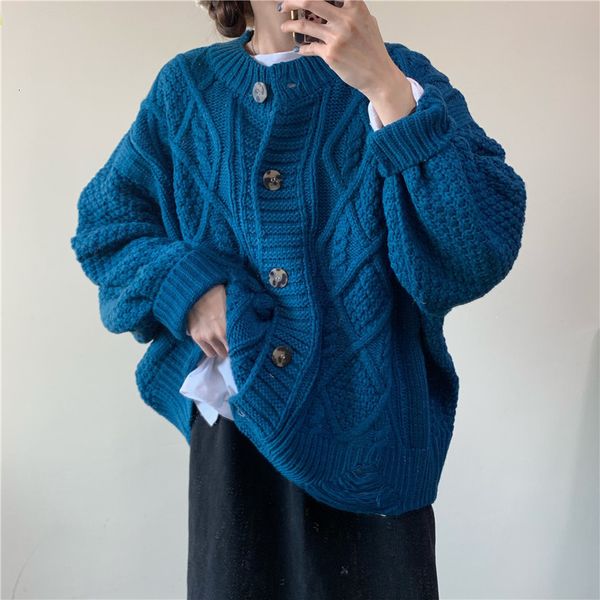 

women's sweaters autumn korean style lazy wind warm soft linen flower color sweater coat loose midi cardigan women utc6, White;black