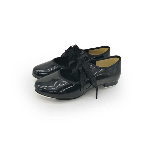 

chilen's tap dancing shoes girls' black pu cat lace up