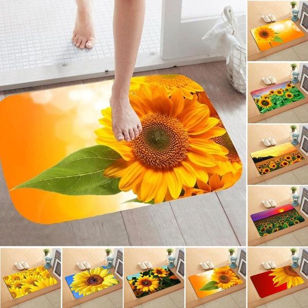 

carpets 40x60cm non-slip flannel floor mat sunflower print doormat for entrance door carpet tapis kitchen home decor