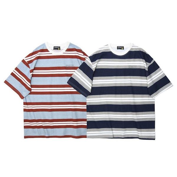 

men's t-shirts arrival summer men tees japanese stripe short sleeve t-shirt loose casual smooth couple male young top, White;black