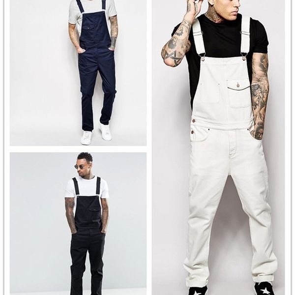 

denim white overalls slim slimming men's trousers casual sports 210723, Blue