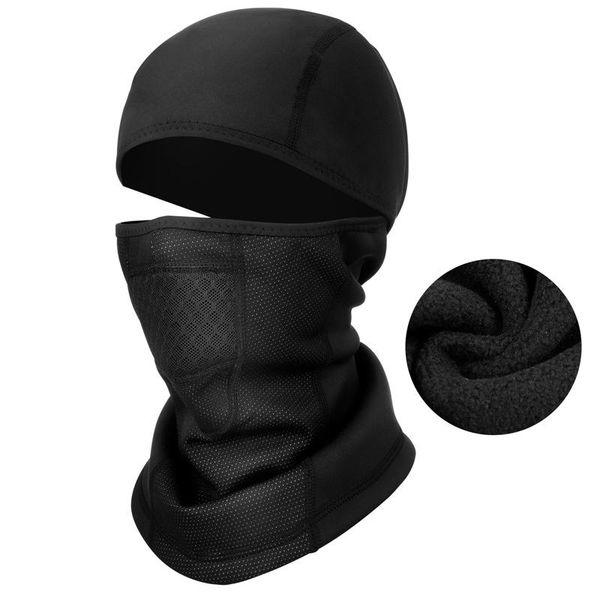 

winter windproof hiking caps men warm thermal fleece face beanies ski bike motorcycle neck warmer helmet hat protection outdoor hats, Black;white