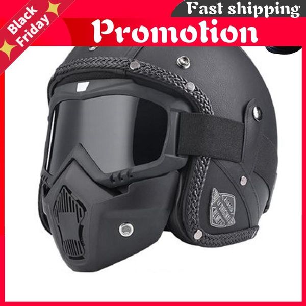 

professional retro motorcycle helmet goggle mask vintave open face cross available dot approved helmets