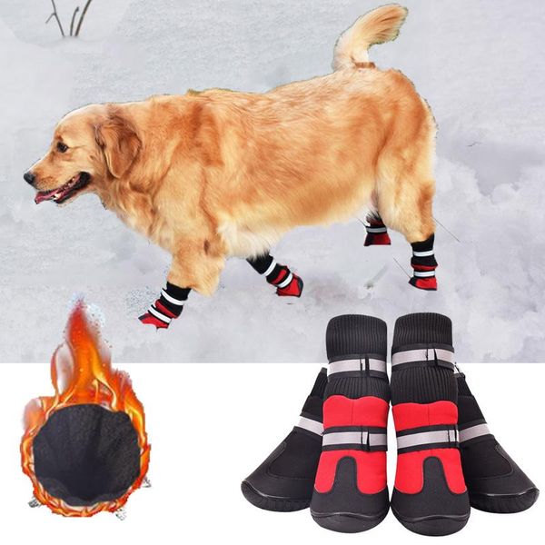 

dog apparel 4pcs anti slip pet shoes winter snow boots sock warm protective waterproof rain booties