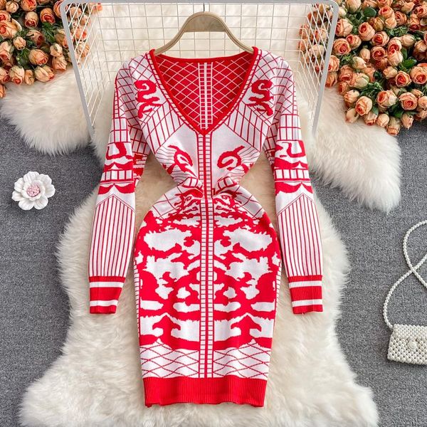 

casual dresses 2021 fashion autumn winter bodycon sheath elastic knitting sweater dress for women long sleeve vintage vestidos, Black;gray