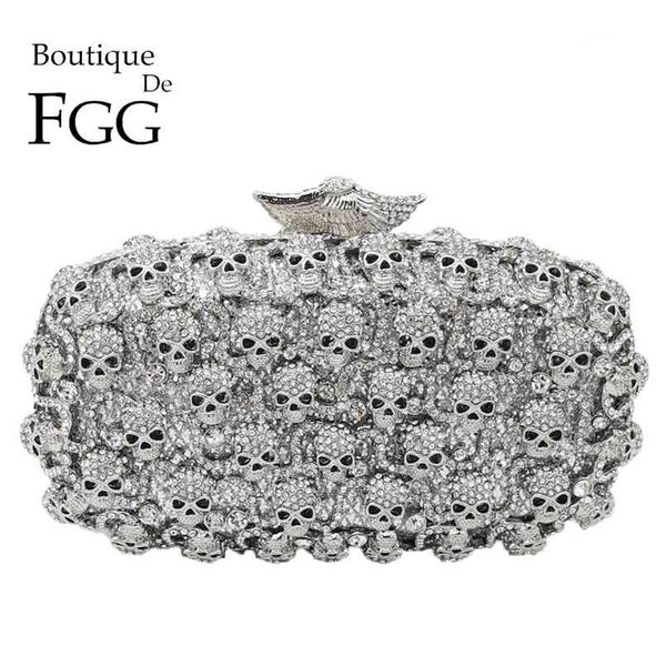 

boutique de fgg diamond skull clutch women evening bags ladies crystal handbags and purses wedding gala dinner minaudiere bag 210823