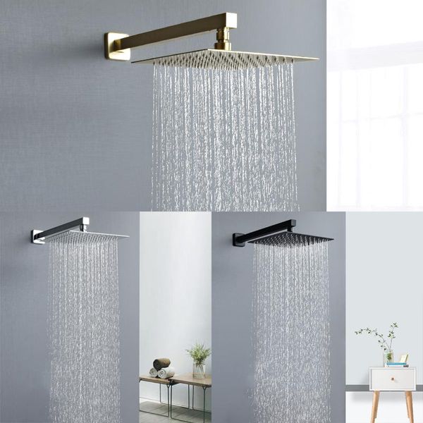 

bathroom shower sets square wall mounted overhead set stainless steel 8/10/11 inch with arm chrome mablack gold