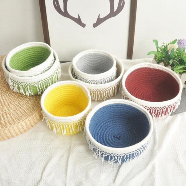 

storage baskets large capacity retro cotton line box clothes toys basket sundries organizer panier rangement