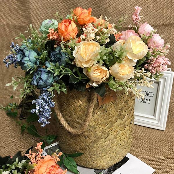 

decorative flowers & wreaths korean style rose 5 heads small peony simulation silk flower home wedding bouquet cored peon decoration