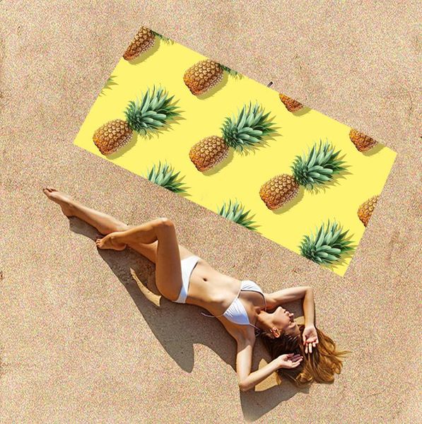 

towel pineapple yellow beach printed drying microfiber soft swim swimming drop ship