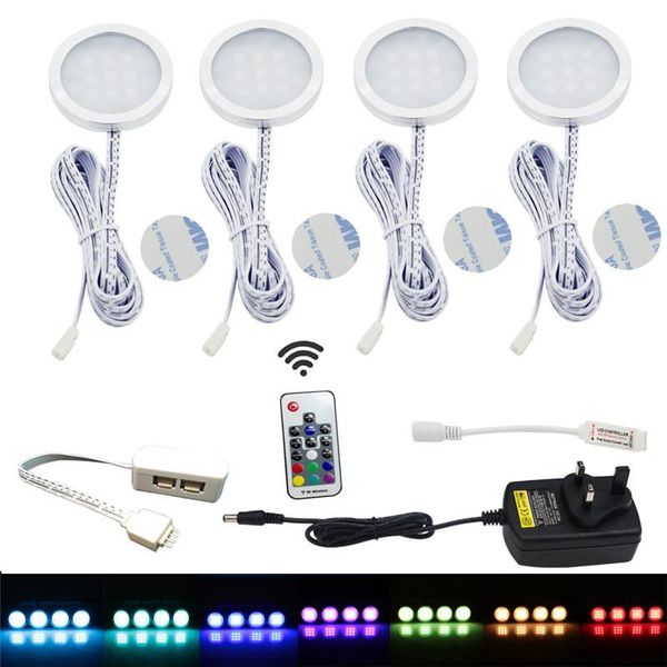 

downlights home kitchen furniture decoration lighting rgb led downlight 4x2w under cabinet spotlight+rf remote control+adapter high quality