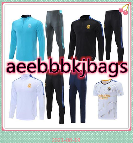 

2022 real madrid hazard football tracksuit soccer training suit 21/22 windbreaker long zipper jacket asensio isco rodrygo survetement foot c, Black