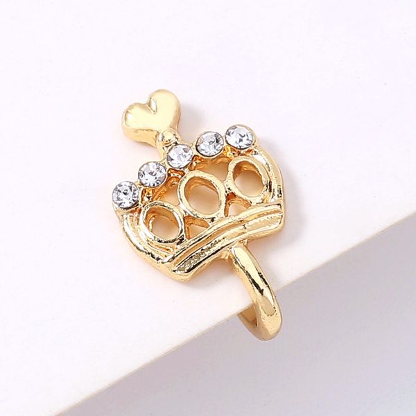 

selling gold mini lovely love crown false ring puncture clip nose ornament, Silver