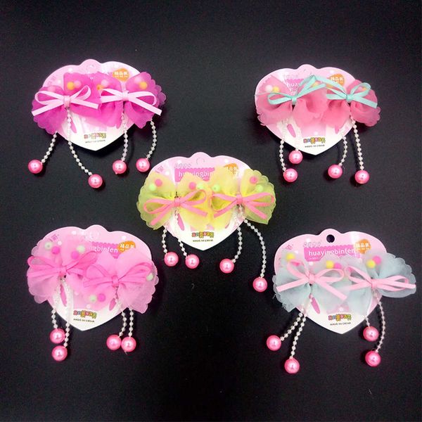 

hairpin korean version girl's bow princess pearl duck beak hairpin, Golden;silver