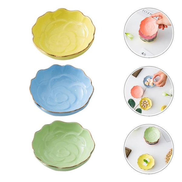 

flatware sets 3 pcs ceramic seasoning dish kitchen sauce household dipping