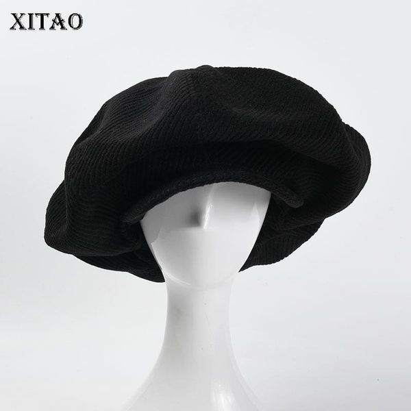 

berets xitao solid black fashion splicing with brim women hats 2021 simplicity temperament all-match gwj1815, Blue;gray