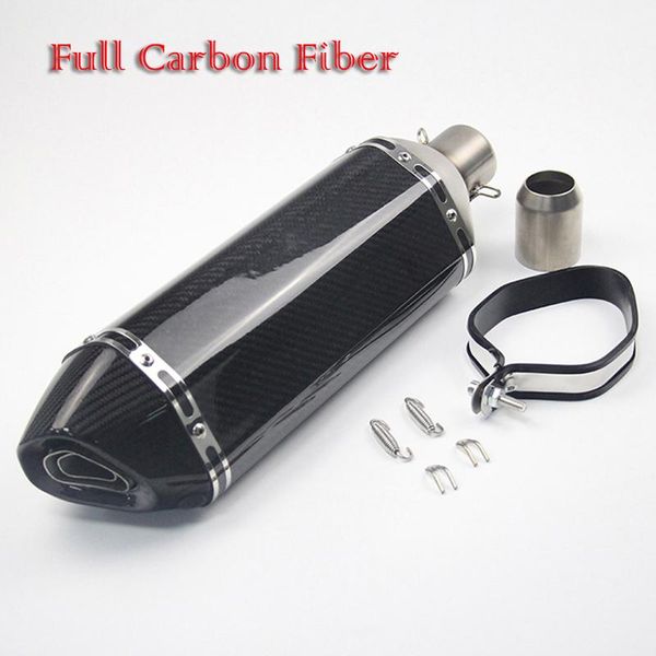 

motorcycle exhaust system 51mm universal atv tip muffler vent pipe real carbon fiber 470mm