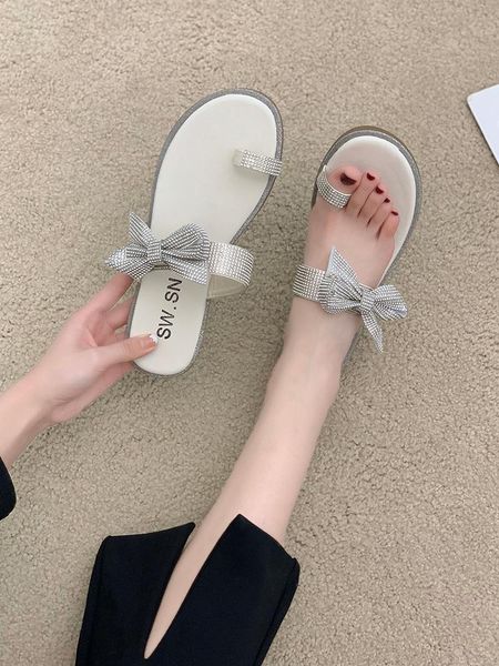 

butterfly-knot slippers casual rubber flip flops female shoes slides luxury hawaiian 2021 summer glitter flat crystal butterfly-, Black