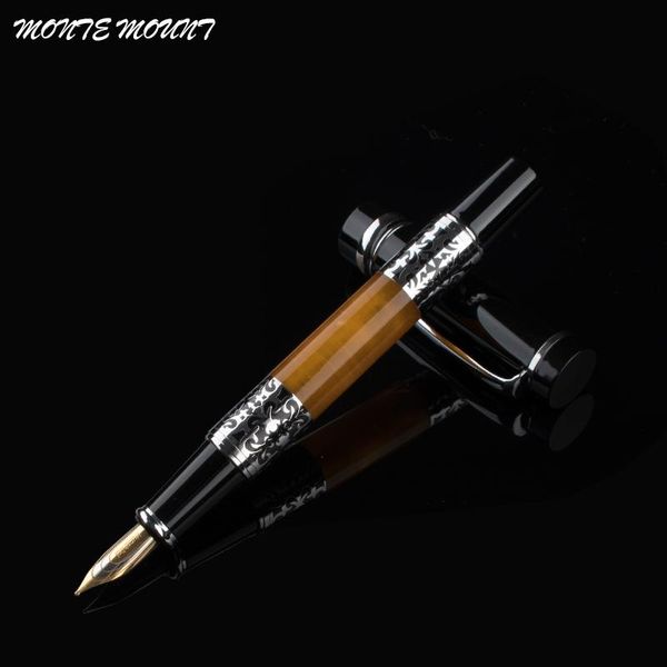 

fountain pens 2pcs bookworm 675 silver flower amber celluloid pen