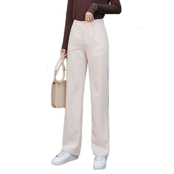 

skirts summer wide leg women elastic high waist straight pants spring streetwear elegant office ladies long trousers y102 ovky, Black