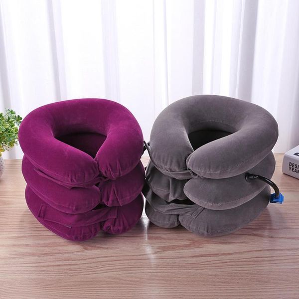 

pillow 3-layered air inflatable vertebra retractor neck support tractor treatment shoulder pain relax massager