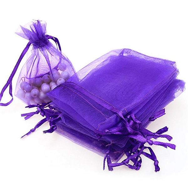 

gift wrap 50pcs 7x9 9x12 10x15 13x18cm purple organza bags jewelry packaging wedding party decoration drawable pouches