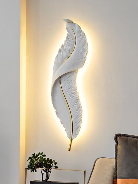 

wall lamps luxury feather design lamp large home decoration sconce gold livining room bedroom hallway led light fixture