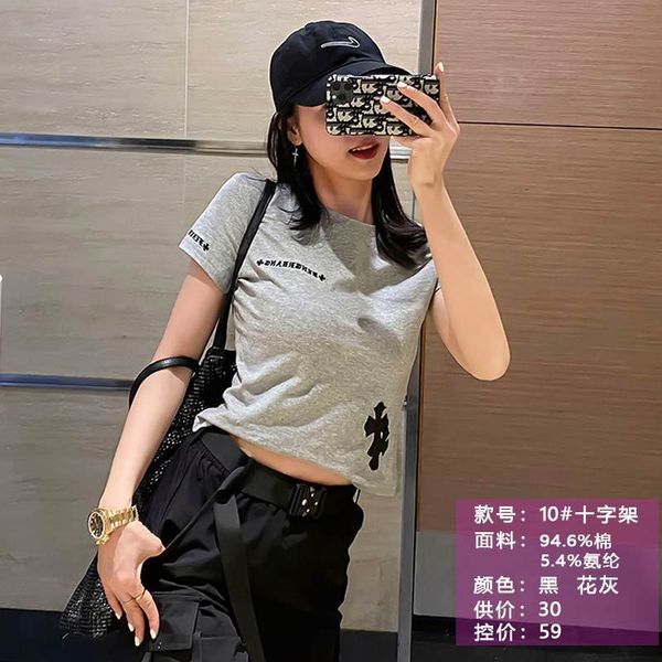 

5th floor net red 10 cross leather embroidery gothic t-shirt short sleeve 32, White