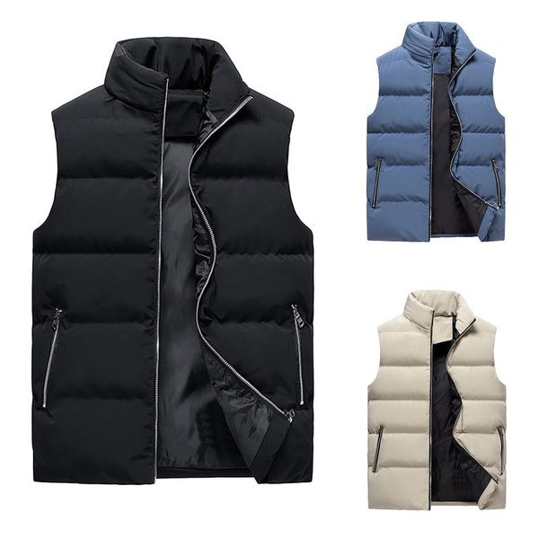 

men's vests fashion autumn casual zipper coat with pockets outwear thick warm 2021 male chaquetas hombre, Black;white
