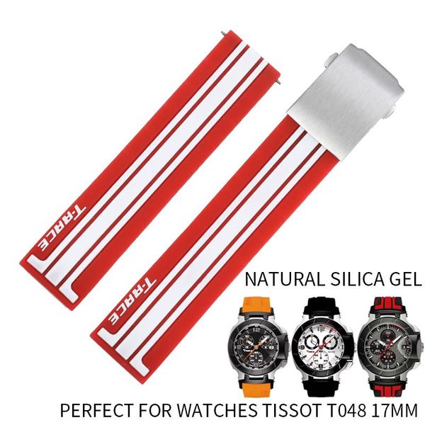

watch bands silicone rubber strap style fashion sport special fotissot t048 replace wristwatch accessories 21mm, Black;brown