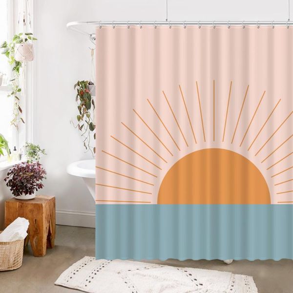 

art shower curtain decor arabic modern nature sheer set rings pink rideau douche home accessories bj50yl curtains