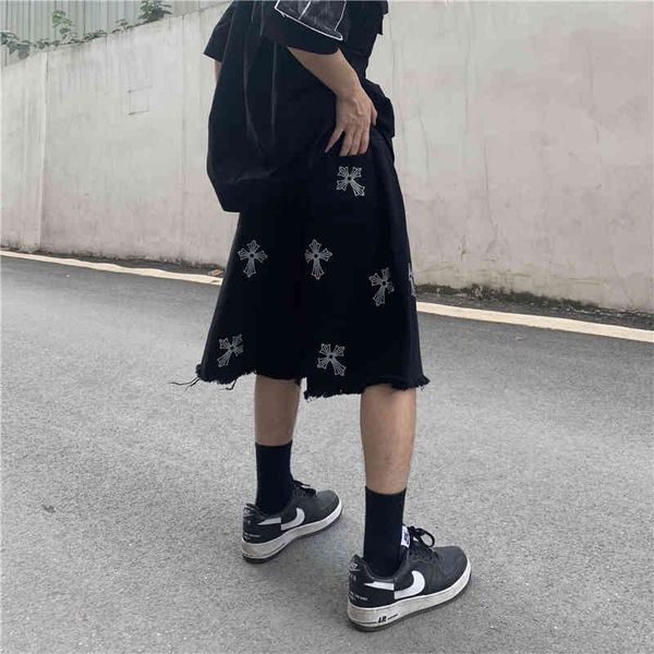 

crosin new 2021 summer street american casual capris brand sgwd, Black