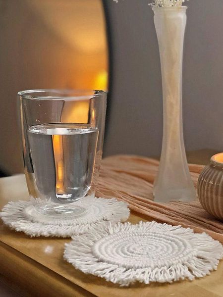 

mats & pads woven with tassels handmade boho heat protection home creative cotton bhandmade macrame cup cushion