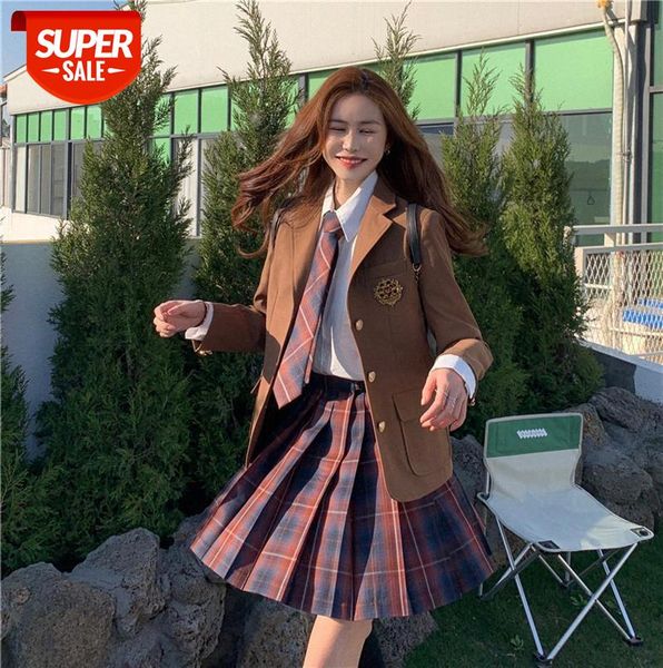 

jk bow tie plaid + uniform red grid skirt west coat female college style #cy3d, Black