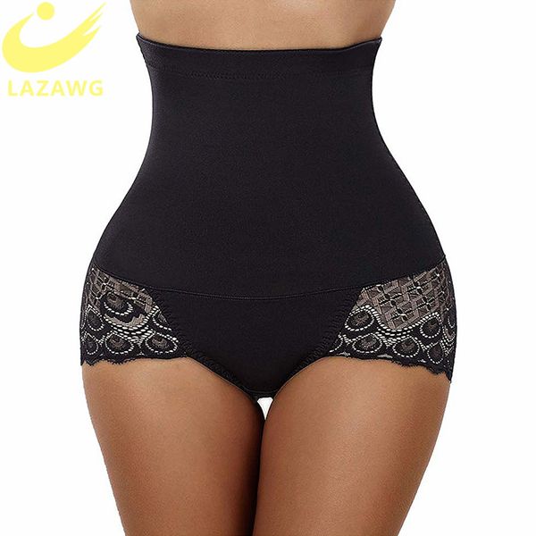 

lazawg women body shaper high waist butt lifter tummy control panty slim waist trainer shapewear control panties with lace butt, Black;white