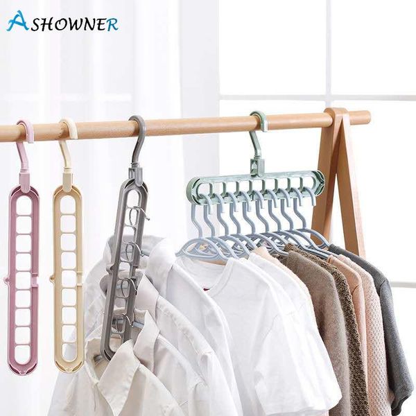 

hangers & racks household 9-hole rotating non-slip folding clothes hanger expandable and foldable space-saving magic hook drying rack