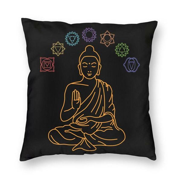 

cushion/decorative pillow seven chakras meditating buddha sofa cushion cover buddhism mandala square throw case velvet pillowcase home decor