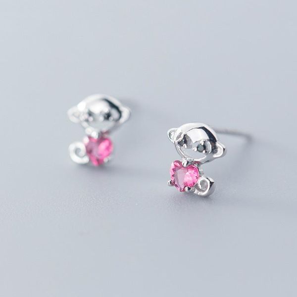 

stud monkey 925-sterling-silver earrings cute sterling-silver-jewelry gift for teens animal fashion jewelry, Golden;silver