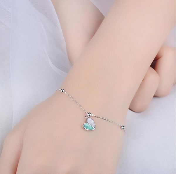 

2021 new fashion multicolor heart-shaped link bracelet women fashion elegant jewelry 16cm+2.5cm, Black