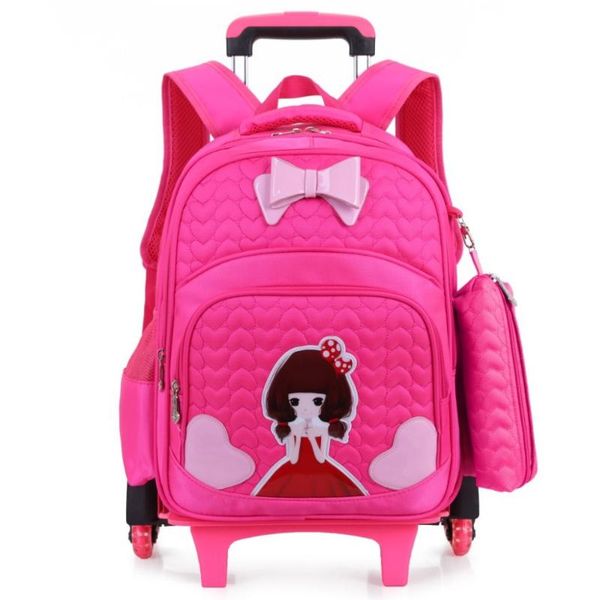 

climb the stairs luggage 3d child cartoon school bag students rolling suitcase children travel backpack pencil case bags