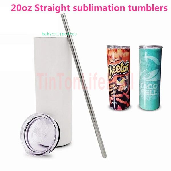 

24 hours dhl sublimation tumblers 20oz blank white cup with lid straw 20oz stainless steel drinking cup vacuum insulated water coffee mug
