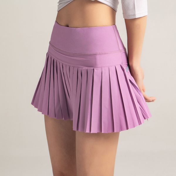 

luxury women's tracksuits yoga cloth yoga short high waist sports trouser women's fake two-piece pleated marathon running skirt, Gray