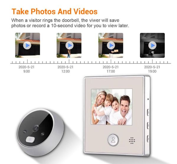 

doorbells 2.8inch 160 degree wide angle visual door viewer motion detection doorbell night vision video phone peephole