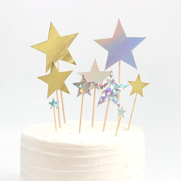 

other event & party supplies 7pcs/lot laser pentagram paper card birthday cake er personalized stars dessert bling sparkle insert orname