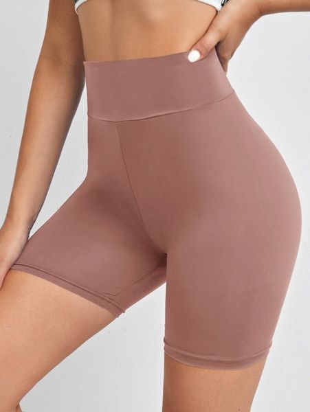 

wide waistband solid biker shorts e5lf#, Black