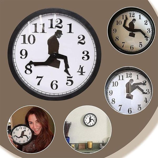 Orologi da parete 26 * 26 * 4cm Ministry Of Silly Walk Orologio Comico Home Decor Novità Orologio Divertente Walking Silent Mute