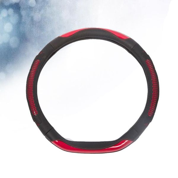 

steering wheel covers leather cover winter car (black and red)
