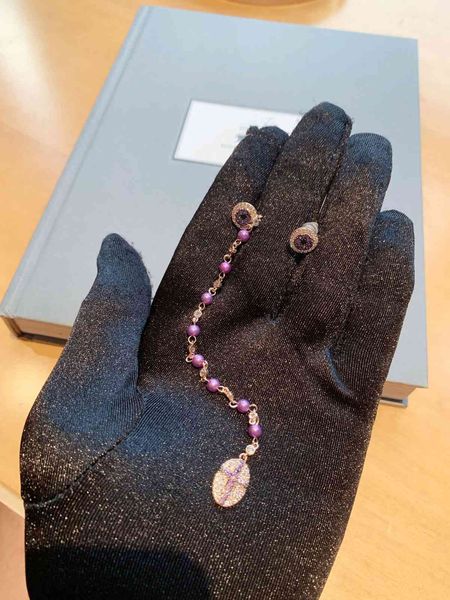 

stud earrings dijia d purple pearl ab with s925 silver, Golden;silver