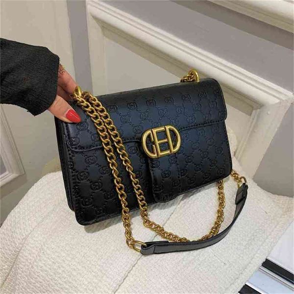 

factory store 65% off clearance sale bag women's bag embossed chain red texture ins single shoulder messenger small square